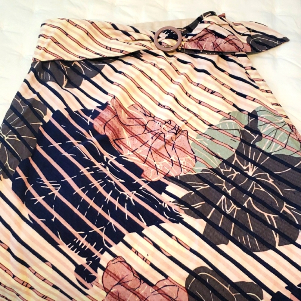 Vintage Odille Anthropologie fine corduroy skirt with buckle waist.